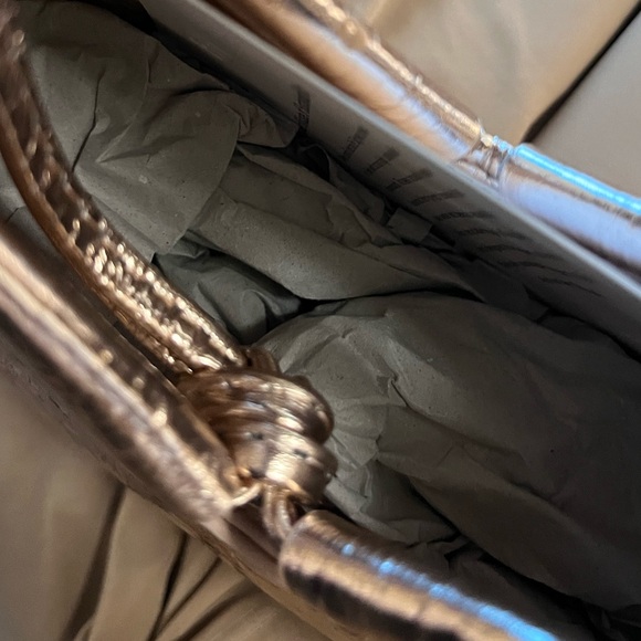 REFORMATION Mini Chiara Convertible Champagne Crinkle Patent Bag Handbag NWT - Picture 8 of 8